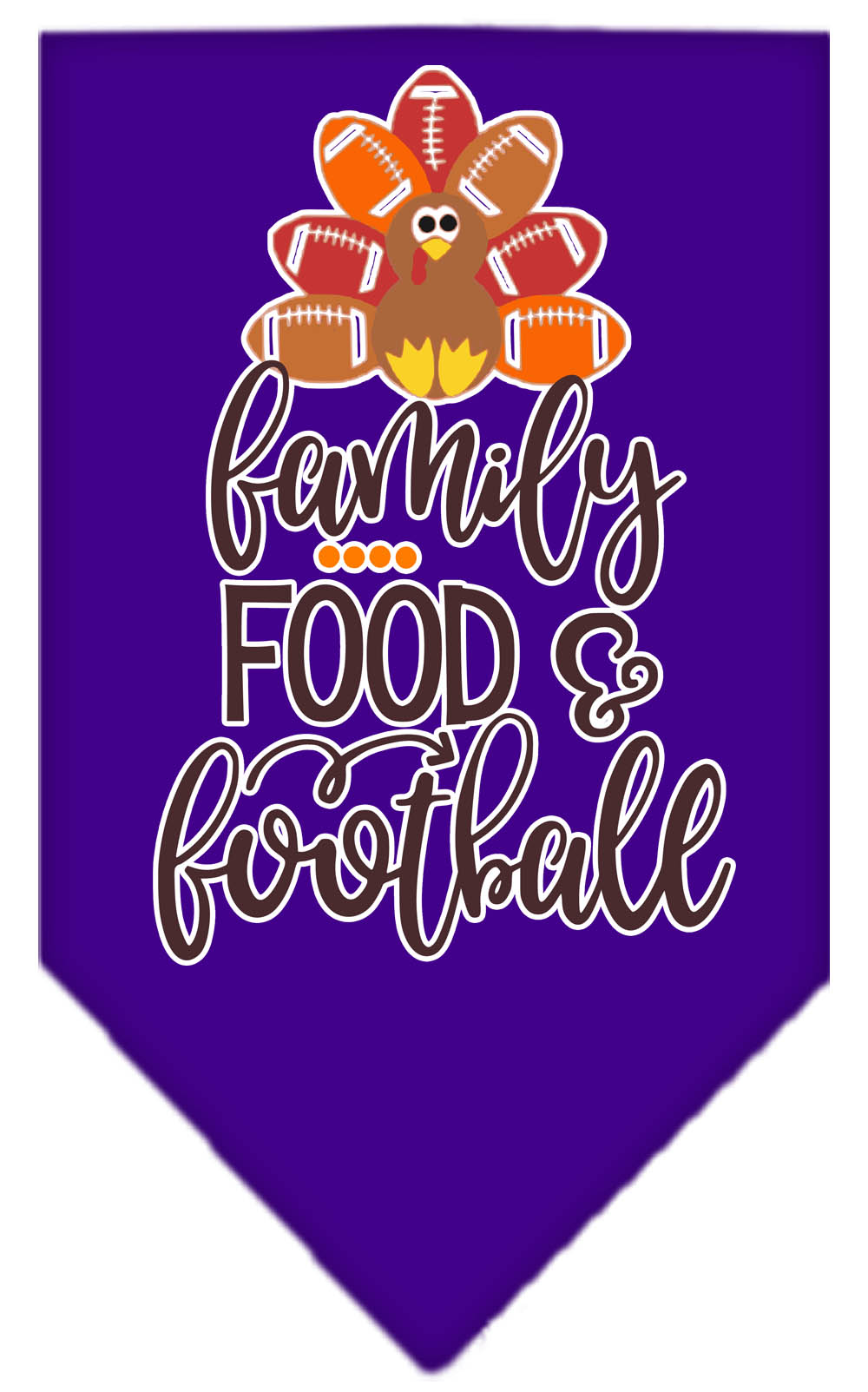 Family, Food, and Football Screen Print Bandana Purple Large